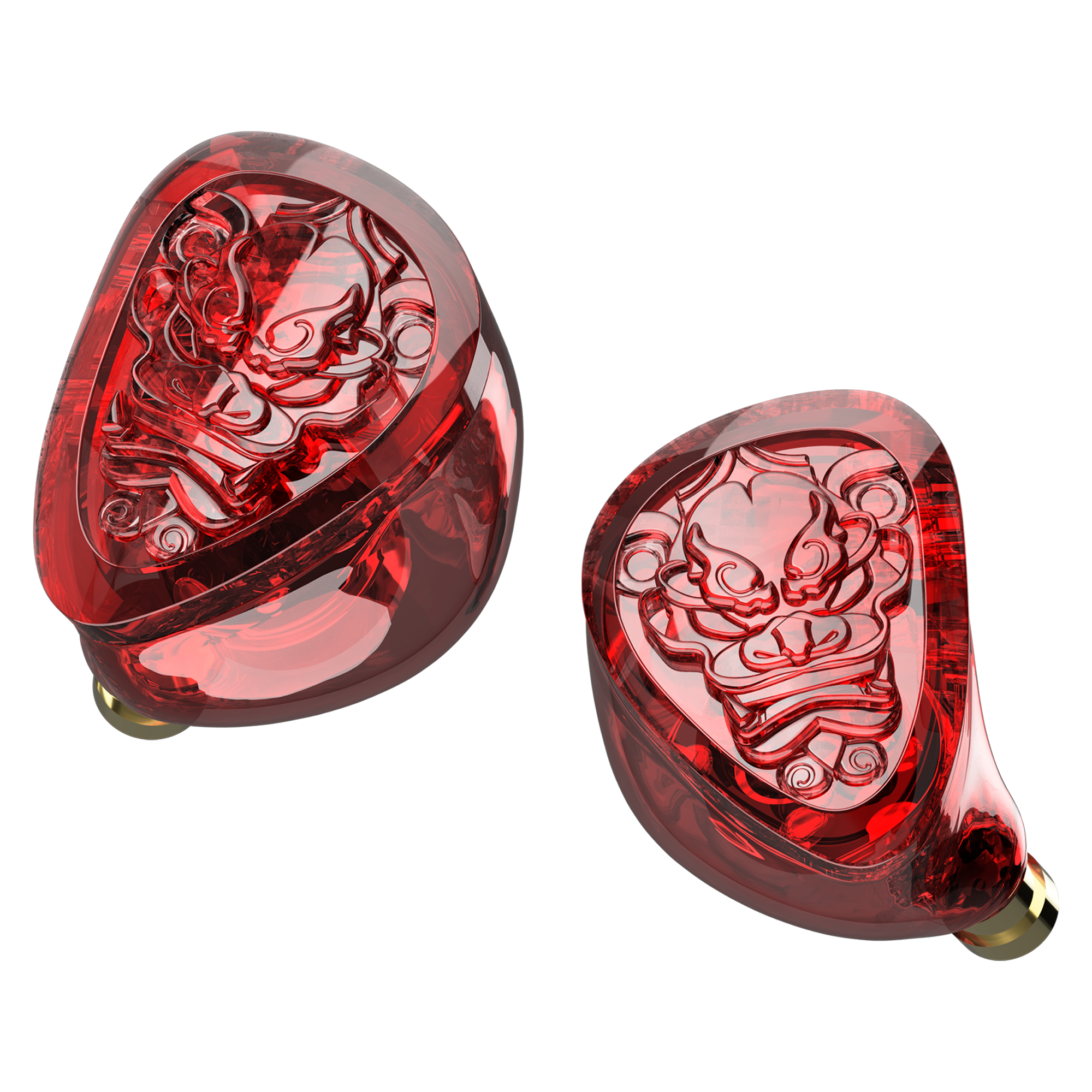 Fone in-ear Tangzu Wan’er II Red Lion em resina vermelho-rubi translúcida